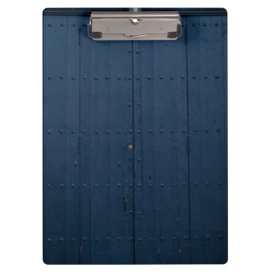 Dark Blue Boathouse Door Costa Brava Spanien Klemmbrett (Vorderseite)