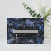 Dark Blue Boho Hexen Crystals Black Wedding RSVP Karte (Stehend Vorderseite)