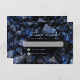 Dark Blue Boho Hexen Crystals Black Wedding RSVP Karte