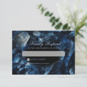 Dark Blue Boho Hexen Crystals Black Wedding RSVP Karte (Stehend Vorderseite)