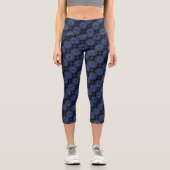 Dark Blue Boho Mandala Pattern Capri Leggings (Vorderseite)