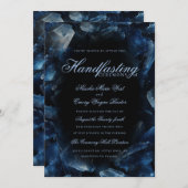Dark Blue Boho Witch Crystals Black Handfasting Einladung (Vorne/Hinten)
