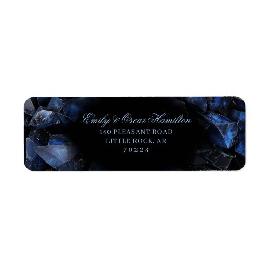 Dark Blue Boho Witch Crystals Black Return Address (Vorne)
