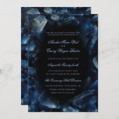 Dark Blue Boho Witch Crystals Black Wedding Einladung (Vorne/Hinten)