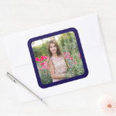 Dark Blue Border Foto Quadratischer Aufkleber (Umschlag)