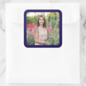 Dark Blue Border Foto Quadratischer Aufkleber (Tasche)