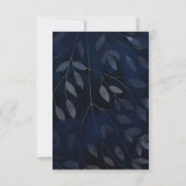 Dark Blue Botanical Blätter Modern Pink Vielen Dan Einladung (Rückseite)