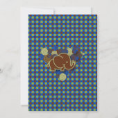 Dark Blue & Brown Baby Elephant| Babydusche Einladung (Rückseite)