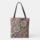 Dark Blue Brown Indonesian Batik Floral Muster Tasche (Rückseite)