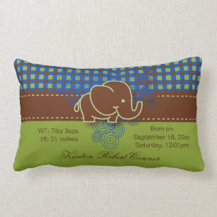Dark Blue, Brown und Green Kariert Baby Elephant Lendenkissen