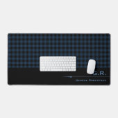 Dark Blue Buffalo Check Monogrammed For Him Schreibtischunterlage (Tastatur & Maus)