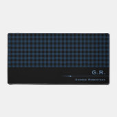 Dark Blue Buffalo Check Monogrammed For Him Schreibtischunterlage (Vorderseite)