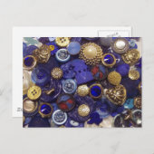 Dark Blue Button Collage Postkarte (Vorne/Hinten)