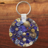 Dark Blue Button Collage Schlüsselanhänger (Vorderseite)