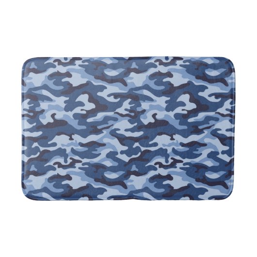 Dark Blue Camouflage Pattern Badematte (Vorderseite)