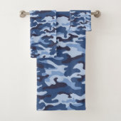 Dark Blue Camouflage Pattern Badhandtuch Set (Insitu)
