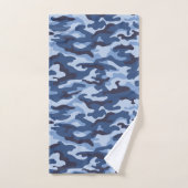 Dark Blue Camouflage Pattern Badhandtuch Set (Handtuch)