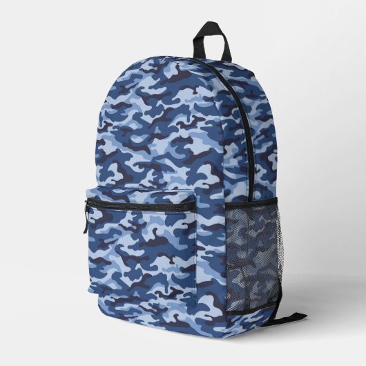 Dark Blue Camouflage Pattern Bedruckter Rucksack (Rückseitige Ecke Rechts)