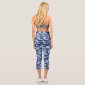 Dark Blue Camouflage Pattern Capri Leggings (Rückseite)