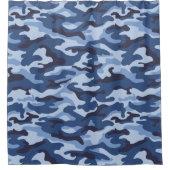 Dark Blue Camouflage Pattern Duschvorhang (Vorderseite)