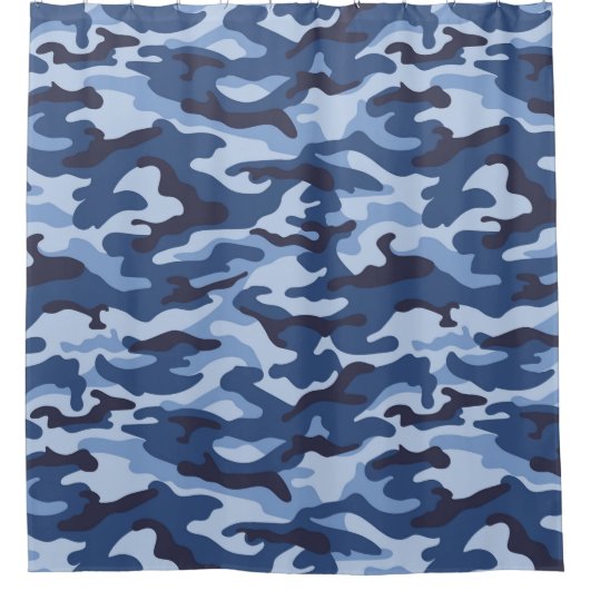 Dark Blue Camouflage Pattern Duschvorhang (Vorderseite)