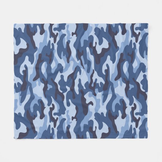 Dark Blue Camouflage Pattern Fleecedecke (Vorderseite (Horizontal))