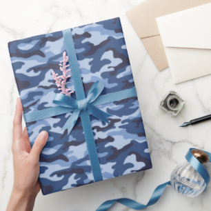 Dark Blue Camouflage Pattern Geschenkpapier