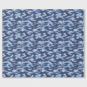 Dark Blue Camouflage Pattern Geschenkpapier (Flach)