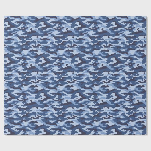 Dark Blue Camouflage Pattern Geschenkpapier (Flach)