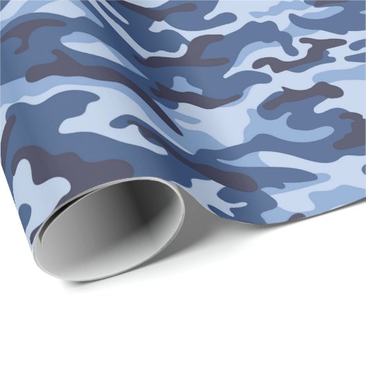 Dark Blue Camouflage Pattern Geschenkpapier (Rolleneckpunkt)