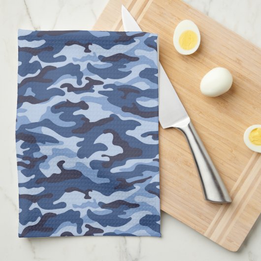 Dark Blue Camouflage Pattern Geschirrtuch (Viertel Falte)