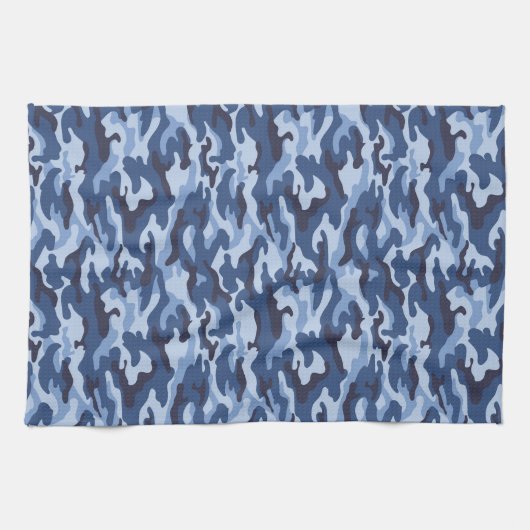 Dark Blue Camouflage Pattern Geschirrtuch (Horizontal)