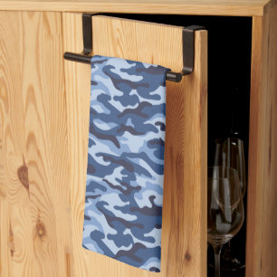 Dark Blue Camouflage Pattern Geschirrtuch