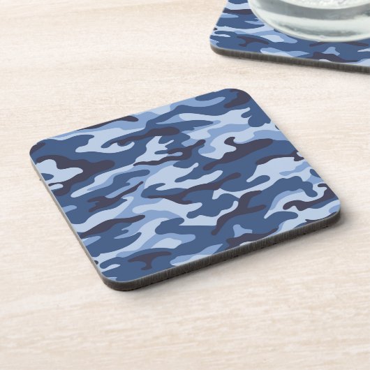 Dark Blue Camouflage Pattern Getränkeuntersetzer (Linke Seite)