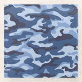 Dark Blue Camouflage Pattern Glasuntersetzer (Vorderseite)