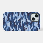 Dark Blue Camouflage Pattern iPhone 15 Hülle (Rückseite (Horizontal))