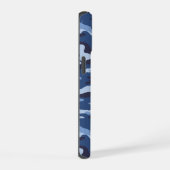 Dark Blue Camouflage Pattern iPhone 15 Hülle (Rechte Seite)