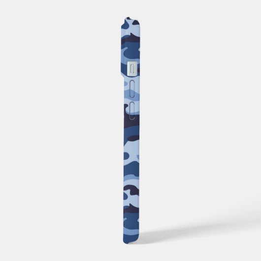 Dark Blue Camouflage Pattern iPhone 15 Hülle (Linke Seite)