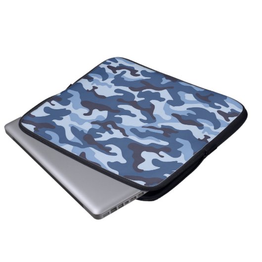 Dark Blue Camouflage Pattern Laptopschutzhülle (Vorne Knopf)