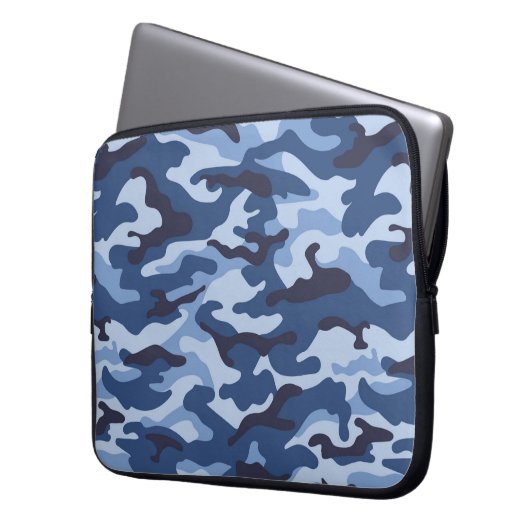 Dark Blue Camouflage Pattern Laptopschutzhülle (Vorderseite Links)