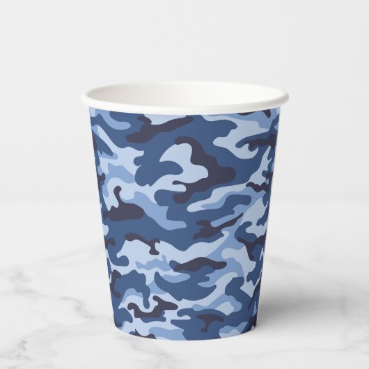 Dark Blue Camouflage Pattern Pappbecher (Rückseite)