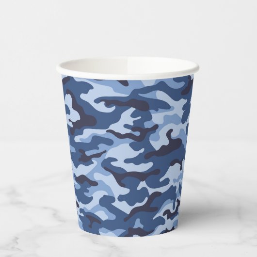 Dark Blue Camouflage Pattern Pappbecher (Links)