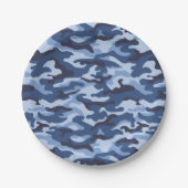 Dark Blue Camouflage Pattern Pappteller (Vorderseite)