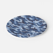 Dark Blue Camouflage Pattern Pappteller (Schrägansicht)