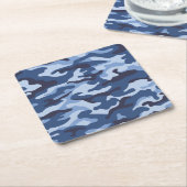 Dark Blue Camouflage Pattern Rechteckiger Pappuntersetzer (angewinkelt)