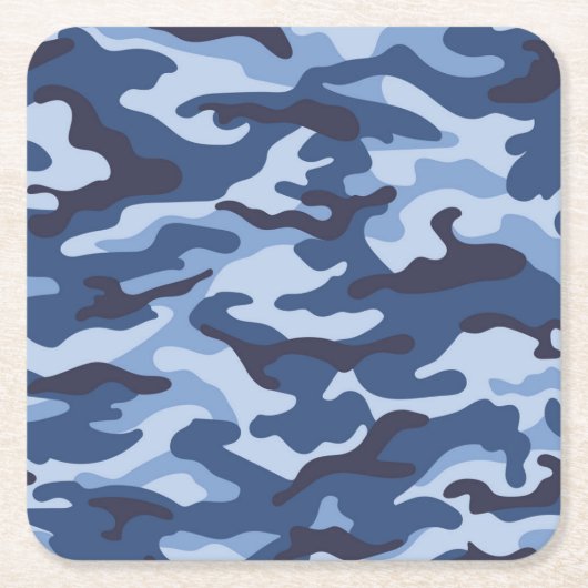 Dark Blue Camouflage Pattern Rechteckiger Pappuntersetzer (Vorderseite)