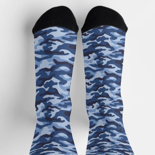 Dark Blue Camouflage Pattern Socken (Oben)