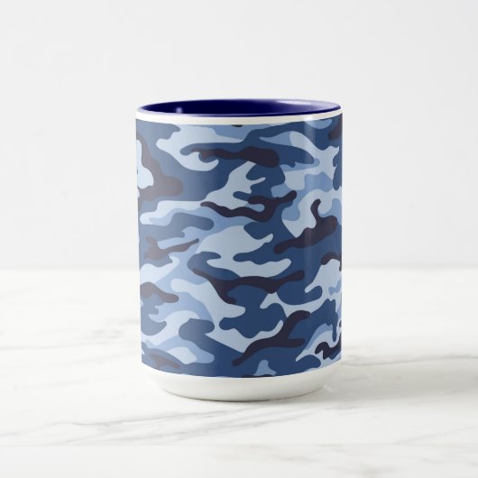 Dark Blue Camouflage Pattern Tasse (Zentrum)