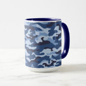 Dark Blue Camouflage Pattern Tasse (VorderseiteRechts)
