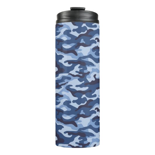 Dark Blue Camouflage Pattern Thermosbecher (Vorderseite)